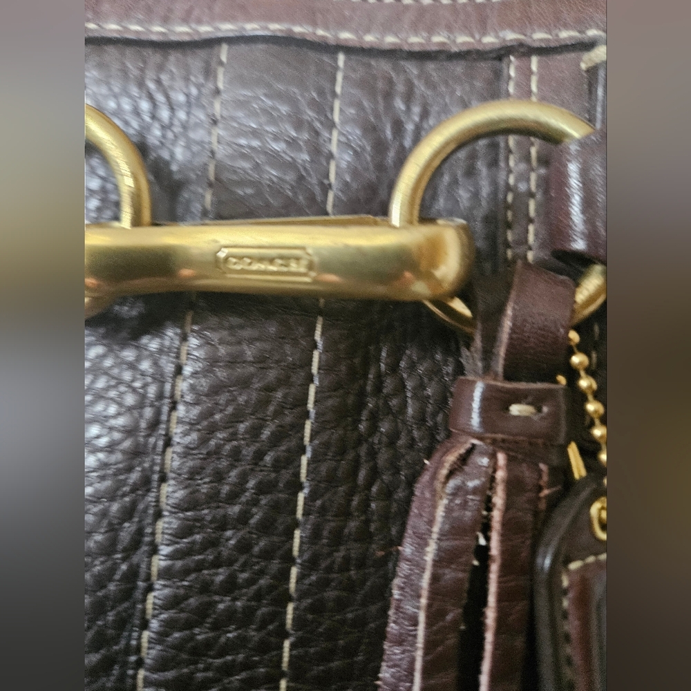 Coach Bag 10214~Hampton~Brown Pebbled Leather Shoulder Bag - Picture 5 of 9